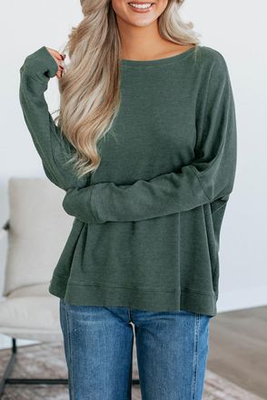 Azura Exchange Womens Relaxed Fit Long Sleeve Top - Dark Green - Size X-Large