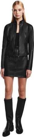 Rudsak ABIGAIL Black Leather Racer Jacket for Women at Nordstrom, Size Medium