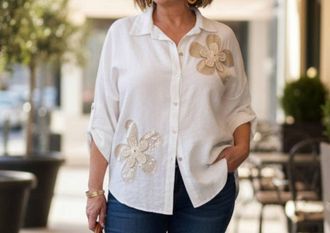 Made in Italy A Winter Bloom Shirt In White