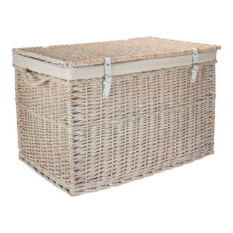Red Hamper Wicker Large White Wash Finish Storage Basket