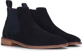 London Brogues Suede Leather Slip On Chelsea Ankle Boots