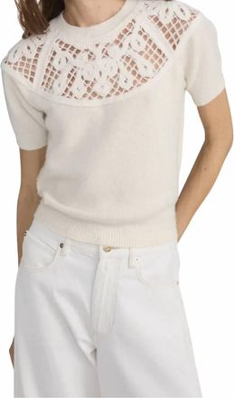 Frame Denim The Lace Gathered Sweater In Cream