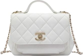 Chanel Pre-owned Business Affinity Flap Bag - Dames - Vintage Handtas - Wit - ONE Size - Leer - Vintage