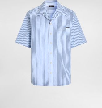 Dolce & Gabbana Hawaii Striped Poplin Shirt - Man Shirts Multi-colored 38