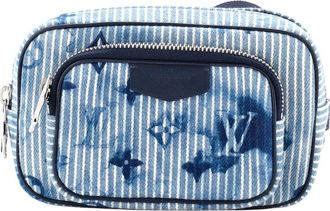 Louis Vuitton Blue Limited Edition Monogram Watercolor Stripes Denim Outdoor Pouch (Authentic Pre-Loved)