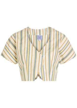 Thierry Colson Bianca Striped Cotton-poplin Blouse - Yellow - S (UK8-10 / S)