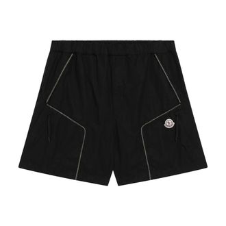 Moncler Casual Shorts, male, Black, Size: XL Elasticated Waist Technical Shorts