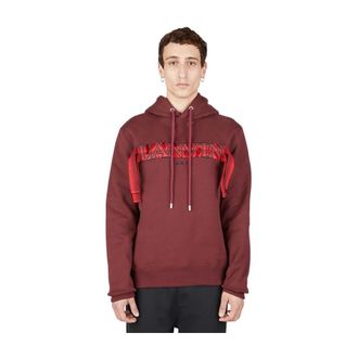 Lanvin Embroidered Logo Hooded Sweatshirt - male - Lanvin - Hoodies - Red - XS - Sweatshirts & Hoodies