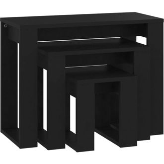 vidaXL Vidaxl - Tavolini Impilabili 3 pz Neri in Legno Multistrato