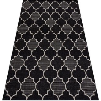 RugsX Rugsx - carpet sizal floorlux 20607 Moroccan trellis black / silver black 140x200 cm