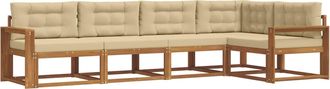 vidaXL Conjunto De Sof&aacute;s De Exterior 5 Uds. Natural Y Beige Vidaxl