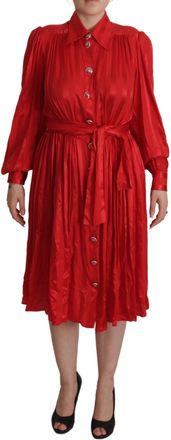 Dolce & Gabbana Womens Red Silk Midi Dress - Size EU 46 (Womens)