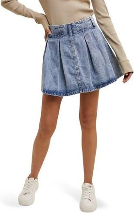 Wishlist Washed Denim Pleated Miniskirt at Nordstrom Rack, Size Medium