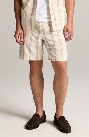 Vince Cove Stripe Cotton & Hemp Shorts in Midland/smock White at Nordstrom, Size Xx-Large