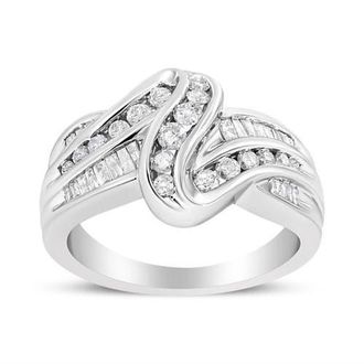 House of Brilliance 10K White Gold Ring 3/4 Ctw Diamond Bypass Ring at Nordstrom, Size 8
