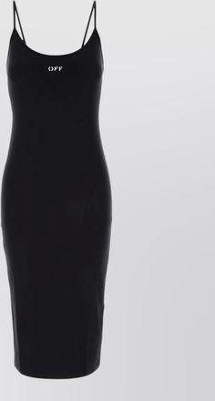 Off-white stretch nylon midi dress
