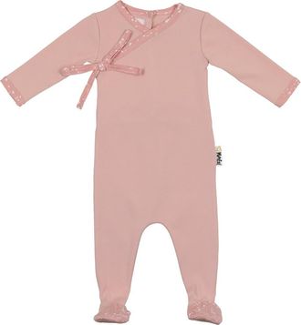 Maniere Kids Speckled Faux Wrap Footie in Pink at Nordstrom, Size 12M