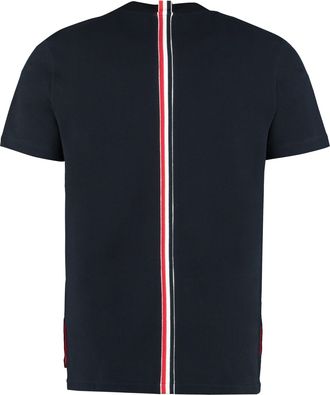 Thom Browne Mens Piqu&eacute; Cotton T-Shirt Blue T-Shirts And Polos