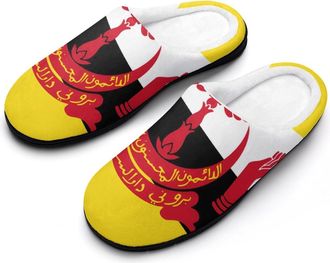 Generic Brunei Flag Funny Mens Cotton Slippers Soft Non-Slip Rubber Sole House Slipper Indoor Outdoor