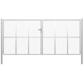 vidaXL Vidaxl - Cancello per Giardino in Acciaio Zincato 415x225 cm Argento