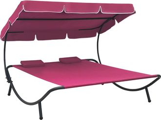 vidaXL Tumbona De Jard&iacute;n Con Toldo Y Cojines Rosa Vidaxl