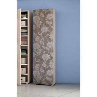 Dmora Armadio multiuso Fiordaliso, Mobile lineare a 1 Anta e 7 ripiani, Colonna da ingresso o bagno, Scarpiera moderna, 100% Made in Italy, Cm 50x30h182