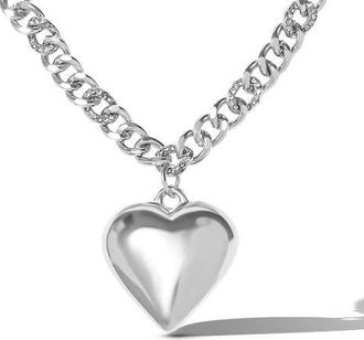 Jessica Simpson Silver-Tone Chunky Heart Pendant Chain Necklace at Nordstrom