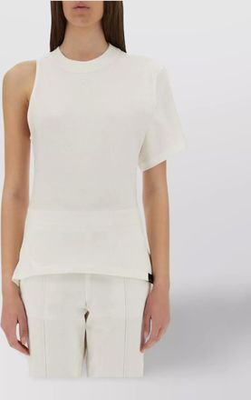 Courr&egrave;ges cotton one-shoulder slim-fit t-shirt