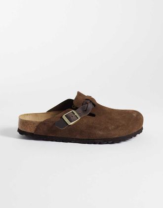 Birkenstock Boston - Zoccoli in camoscio intrecciato color caraffa-Marrone