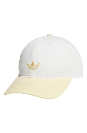 adidas Relaxed Trefoil Cotton Baseball Cap in Off White/Orange Tint at Nordstrom