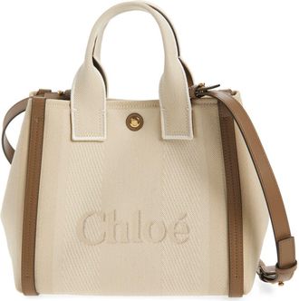 Chlo&eacute; Logo Canvas Tote in Vegetal Beige at Nordstrom
