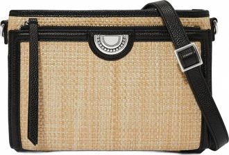 Brighton Womens Jordyn Straw Cross Body Organizer In Natural/black