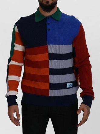 Dolce & Gabbana virgin wool striped polo sweater