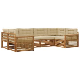 vidaXL Conjunto De Sof&aacute;s De Exterior Con Coj&iacute;n 6 Pcs Natural Y Beige Vidaxl