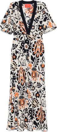 La DoubleJ Abito a fiori con maniche a palloncino - Bianco