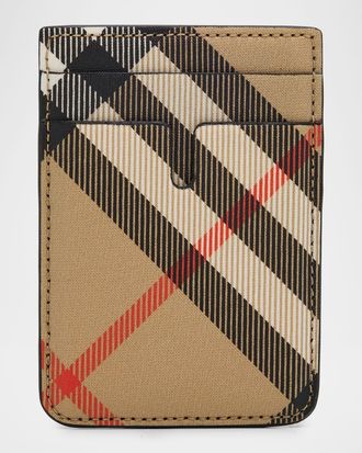 Burberry Mens Check Magnetic Card Case