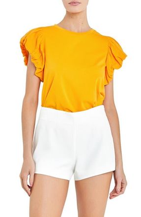 English Factory Puff Sleeve Shirt in Orange at Nordstrom, Size X-Small
