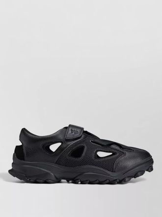 Yohji Yamamoto gsg9 leather mesh sandals cut out design