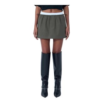 Alexander Wang Alexander Wang, Short Skirts, female, Green, Size: M Elasticated Waist Mini Skirt
