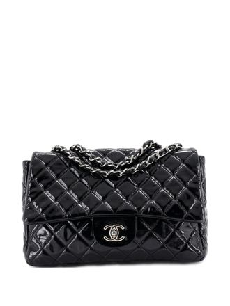 Chanel Classic Single Flap Bag Quilted Patent Jumbo shoulder bag - Nero