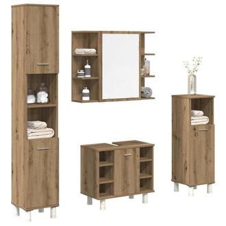 Berkfield Home 4 Piece Bathroom Furniture Set Artisan Oak Engineered Wood in Brown