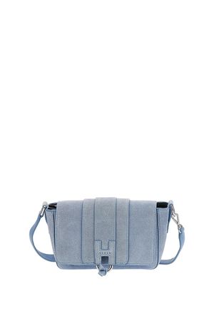 Hogan Suede Leather Rectangular Flap Bag With Magnetic Closure