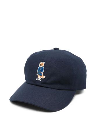 Maison Kitsuné fox-embroidered baseball cap - men - Cotton - One Size - Blue