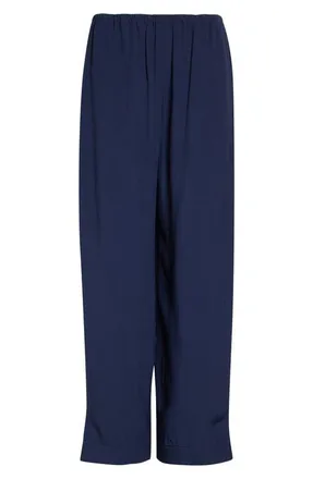 Emporio Armani Micro Leopard Spot Jacquard Wide Leg Pants in Navy at Nordstrom, Size 16 Us