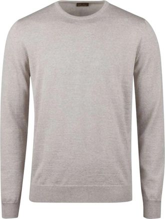 Stenstr&ouml;ms Merino Wool Crew Neck W/ Patch - Heren - Ronde hals truien - Beige - 2XL - Wol - Truien & Vesten