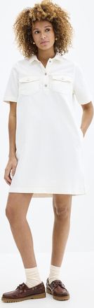 Contemporaine Womens Polo collar white denim dress