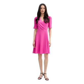 DKNY Jurk met V-hals en Korte Mouwen - Dames - Feestkleedjes - Roze - M - Kleedjes