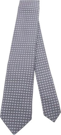 Hermès Cravatta Faconnee in seta con logo H anni 2020 - Grigio