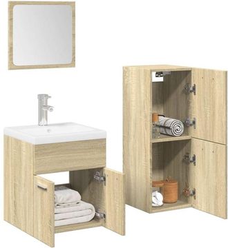 vidaXL Juego De Muebles De Ba&ntilde;o 4 Pzas Contrachapada Roble Sonoma Vidaxl