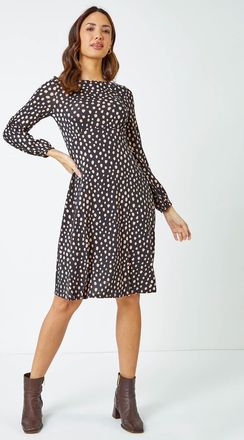 Roman Pebble Spot Stretch Skater Dress